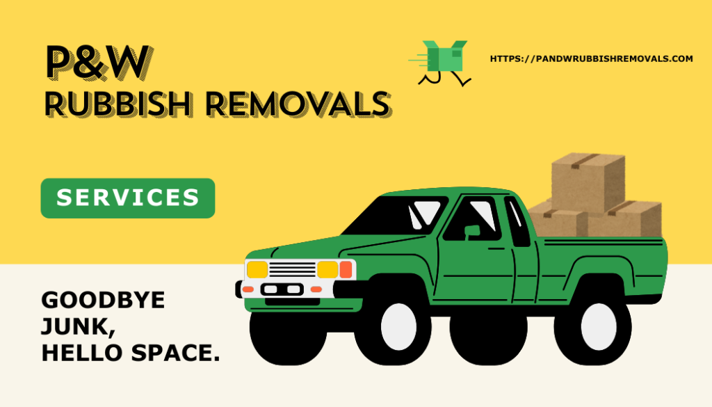 yellow green modern illustration junk removal services business card